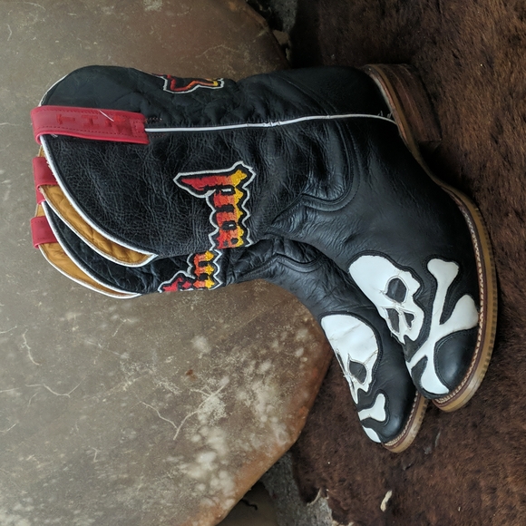 Tin Haul Shoes Tin Haul Skull Crossglow Black Leather Skull